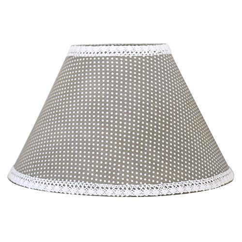Grafelstein Lampenschirm JONNA, Ø 30 cm, grau weiß Punkte mit Spitzenband, Tischlampe Landhaus, groß, E14 und E27 geeignet von Grafelstein