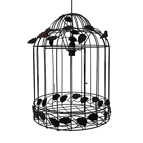 Hängelampe BIRDY schwarz braun Vogelkäfig Deckenlampe mit Blättern und Vögeln von Grafelstein