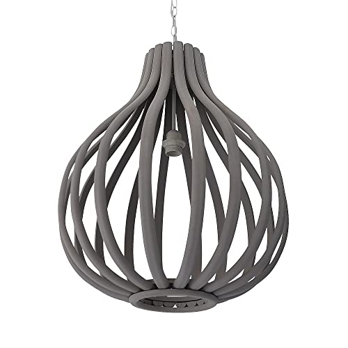 Hängelampe PEAR grau aus Holz XXL-Holzlampe mit Streben D50cm von Grafelstein