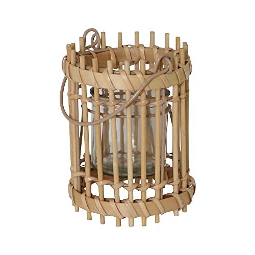 Grafelstein Windlicht Bamboo – Dekoratives Windlicht aus natürlichem Bambus, Höhe ca. 16,5 cm, Durchmesser 12,5 cm, mit stabilem Glaseinsatz, für drinnen und draußen, natürliche Farbgebung von Grafelstein