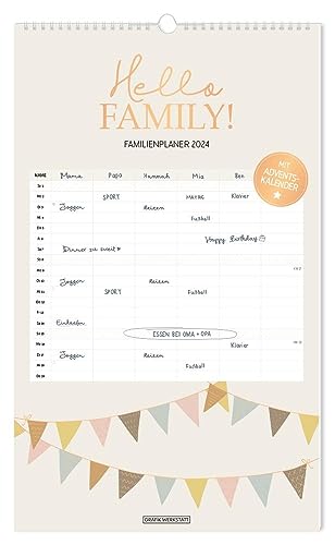 Familienplaner 2024 Hello Family!: Familienplaner von Grafik Werkstatt "Das Original"