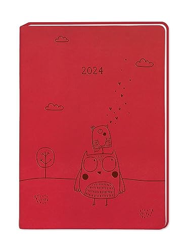 Terminplaner Lederlook 2024 Rot: Terminplaner Lederlook A6 von Grafik Werkstatt "Das Original"