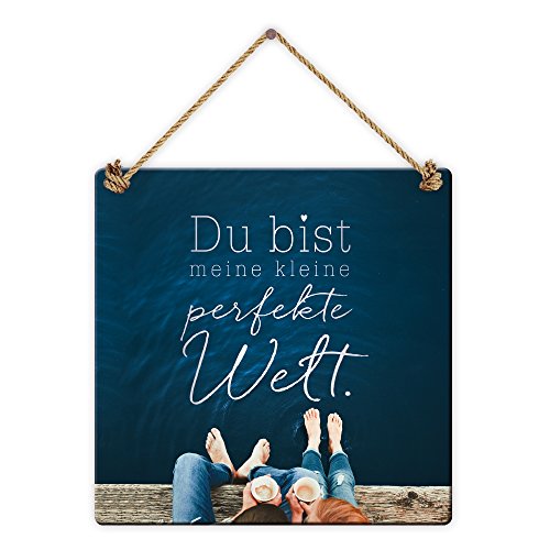 Grafik Werkstatt Be Happy-Schilder Du bist Meine kleine perfekte Welt, Pappe, Bunt, 18 x 18 cm von Grafik-Werkstatt