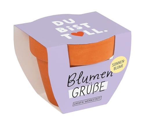 Grafik-Werkstatt Blumengrüße Sommerblumen-Mix | Mini-Terrakotta-Töpfchen mit Samen | Du bist toll, Orange von Grafik-Werkstatt