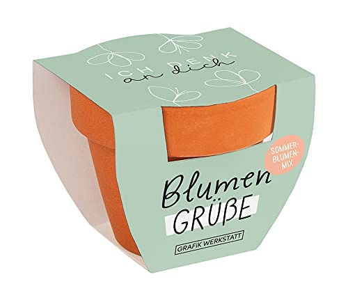 Grafik Werkstatt Blumengrüße Sommerblumen-Mix | Mini-Terrakotta-Töpfchen mit Samen | Ich denk an dich von Grafik-Werkstatt