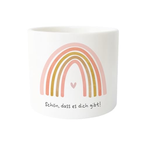 Grafik-Werkstatt Blumentopf klein | mini Dekotopf mit Papierpflanze | Keramik | Schön, DASS es Dich gibt von Grafik-Werkstatt