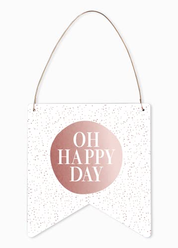 Grafik Werkstatt Deko-Schild mit Kupfer | Wimpel | Wand-Dekoration | Oh happy day von Grafik-Werkstatt