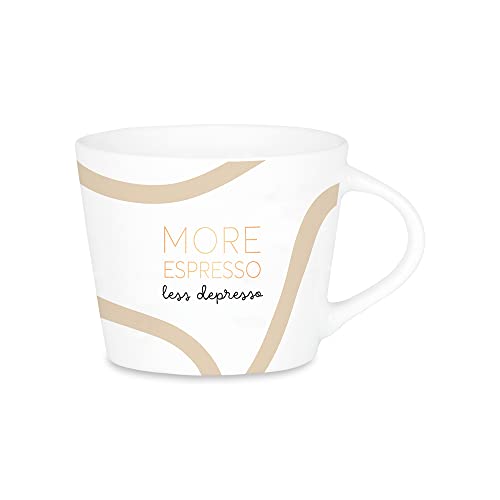 Grafik-Werkstatt Espresso-Tasse mit 100% Echtgold | Porzellan Tasse | 50 ml | More espresso less depresso, 61774 von Grafik-Werkstatt