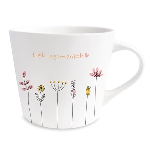 Grafik-Werkstatt Kaffee-Tasse mit 100% Echtgold | Porzellan Tasse | 420 ml | Lieblingsmensch, Weiß-schwarz von Grafik-Werkstatt