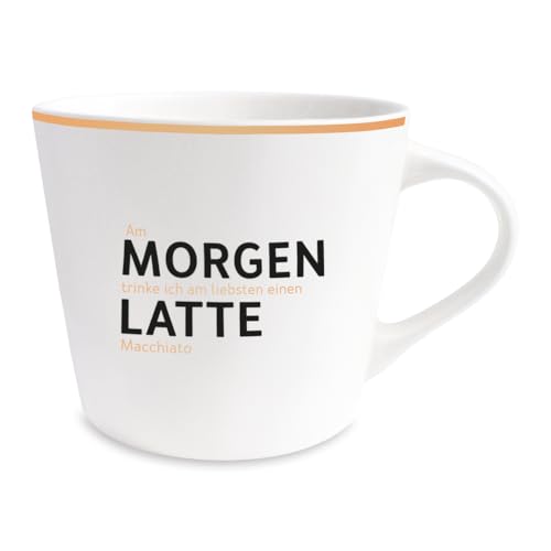 Grafik-Werkstatt Kaffee-Tasse mit 100% Echtgold | Porzellan Tasse | 420 ml | Morgenlatte, Weiß, 61435 von Grafik-Werkstatt