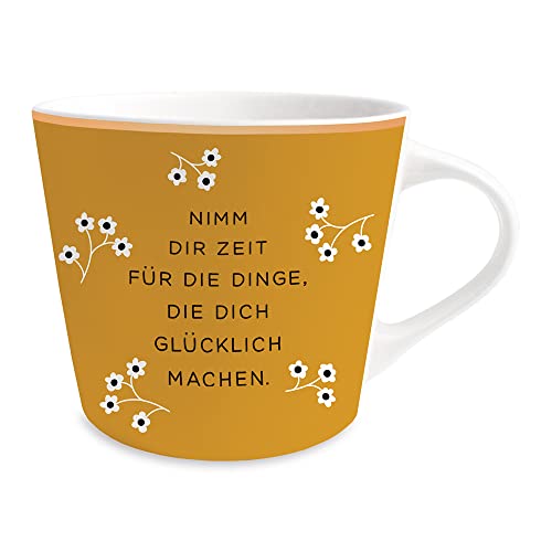 Grafik-Werkstatt Kaffee-Tasse mit 100 Echtgold Porzellan Tasse 420 ml Nimm dir Zeit, 61771 von Grafik-Werkstatt