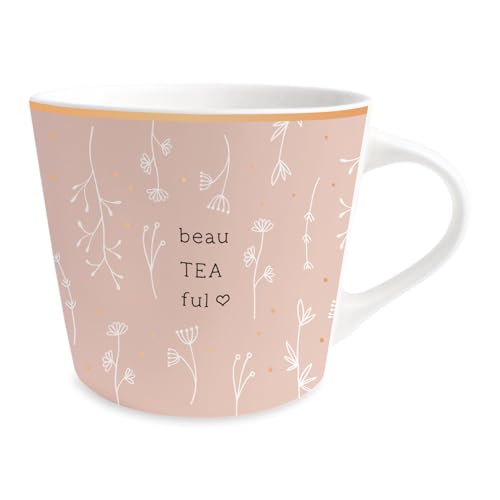 Grafik-Werkstatt Werkstatt Kaffee-Tasse mit 100% Echtgold | Porzellan Tasse | 420 ml | beauTEAful, 61492, Rosa von Grafik-Werkstatt