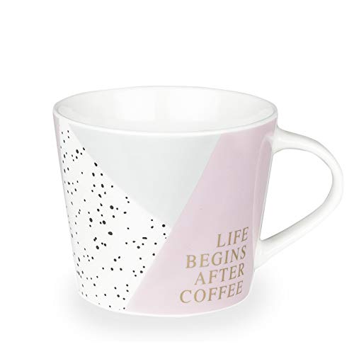 Grafik-Werkstatt Werkstatt Kaffeetasse mit 100% Echtgold | Porzellan Tasse | 420 ml | Life begins after Coffee, 60884, Weiß von Grafik-Werkstatt