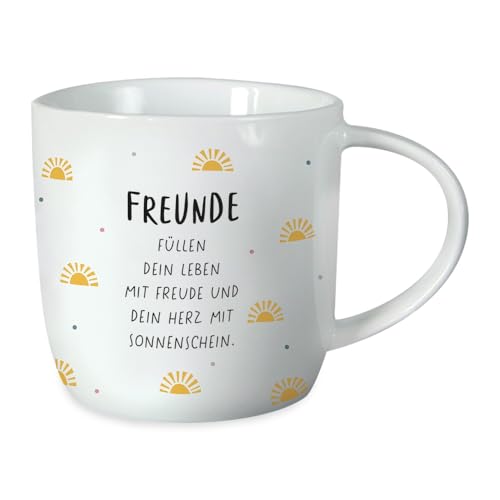 Grafik-Werkstatt Kaffeetasse mit Spruch 300 ml Porzellan Tasse Freunde, Weiß von Grafik-Werkstatt