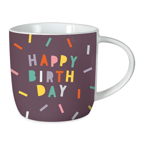 Grafik-Werkstatt Kaffeetasse mit Spruch 300 ml Porzellan Tasse Happy Birthday, Weiß von Grafik-Werkstatt