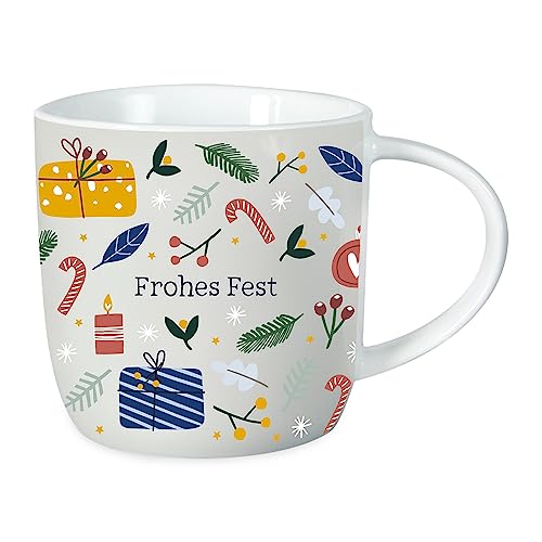 Grafik-Werkstatt Kaffeetasse mit Spruch 300 ml | Porzellan-Tasse Weihnachten | Frohes Fest von Grafik-Werkstatt