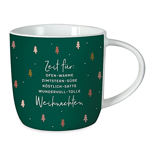 Grafik-Werkstatt Kaffeetasse mit Spruch 300 ml | Porzellan-Tasse Weihnachten | Zeit für Weihnachten, Grün von Grafik-Werkstatt