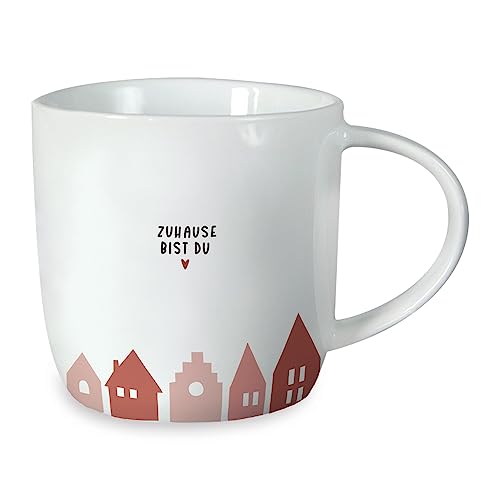 Grafik-Werkstatt Kaffeetasse mit Spruch 300 ml Porzellan Tasse Zuhause bist du von Grafik-Werkstatt