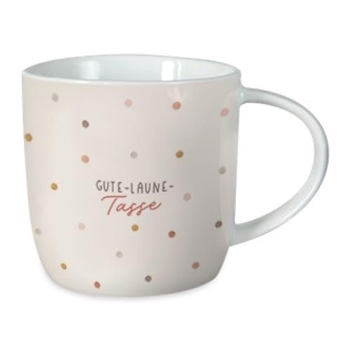 Grafik-Werkstatt Kaffeetasse mit Spruch 300 ml Porzellan Tasse Gute-Laune-Tasse, Beige von Grafik-Werkstatt