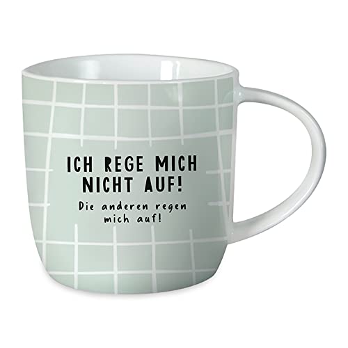 Grafik-Werkstatt Kaffeetasse mit Spruch 300 ml Porzellan-Tasse lustig Ich reg mich nicht auf 61647 Grün von Grafik-Werkstatt