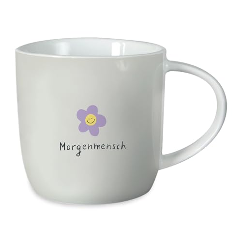 Grafik-Werkstatt Kaffeetasse mit Spruch 300 ml Porzellan Tasse Morgenmensch, Weis von Grafik-Werkstatt