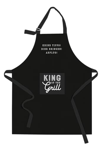 Grafik-Werkstatt Kochschürze |Schürze mit lustigem Spruch | King of the Grill, Schwarz von Grafik-Werkstatt