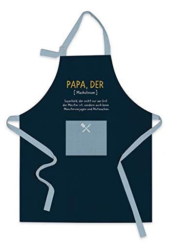 Grafik-Werkstatt Kochschürze |Schürze mit lustigem Spruch |Papa, Blau von Grafik-Werkstatt