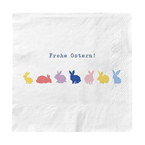 Grafik Werkstatt | Papier-Serviette Ostermotiv | 20 Stück | 16,5 x 16,5 cm | weiß | Frohe Ostern | Oster-Tischdeko | Geschenkidee von Grafik-Werkstatt