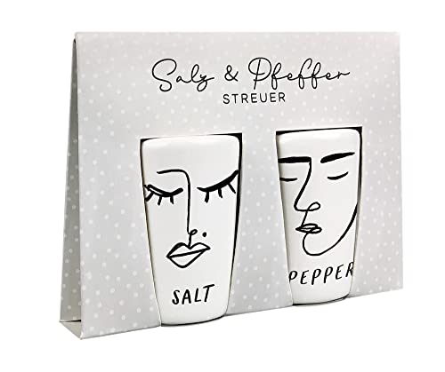 Grafik-Werkstatt Werkstatt Salz- und Pfefferstreuer Set | Porzellan | Salt & Pepper, Weiß, 63964 von Grafik-Werkstatt