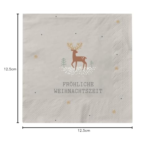 Grafik-Werkstatt Servietten für Weihnachten und Advent | 20 Stück | 12,5 x 12,5 cm | grau | Fröhliche Weihnachtszeit, Mittel, 61716 von Grafik-Werkstatt