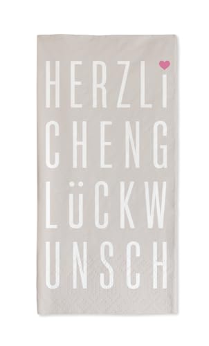 Grafik Werkstatt Servietten hochformatig mit Spruch | 10 Stück | 8,3 x 16,5 cm |Herzlichen Glückwunsch von Grafik-Werkstatt