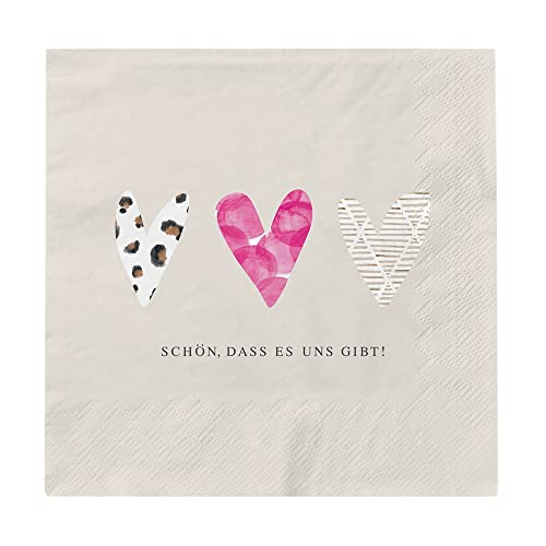 Grafik Werkstatt Servietten mit Spruch | 20 Stück | 12,5 x 12,5 cm | beige | Schön, dass es uns gibt! von Grafik-Werkstatt