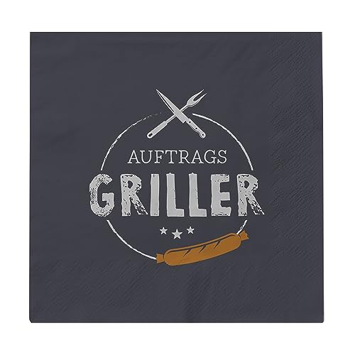 Grafik Werkstatt Servietten mit Spruch groß | 20 Stück | 16,5 x 16,5 cm | bunt | Auftragsgriller von Grafik-Werkstatt