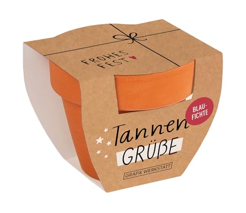 Grafik-Werkstatt Tannengrüße Blaufichte | Mini-Terrakotta-Töpfchen mit Samen | Frohes Fest von Grafik-Werkstatt