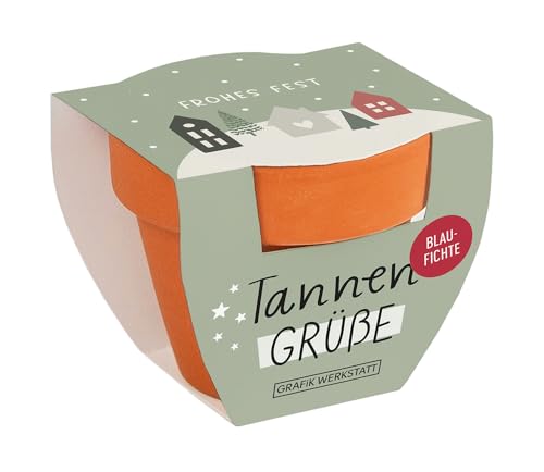 Grafik-Werkstatt Tannengrüße Blaufichte | Mini-Terrakotta-Töpfchen mit Samen | Frohes Fest von Grafik-Werkstatt