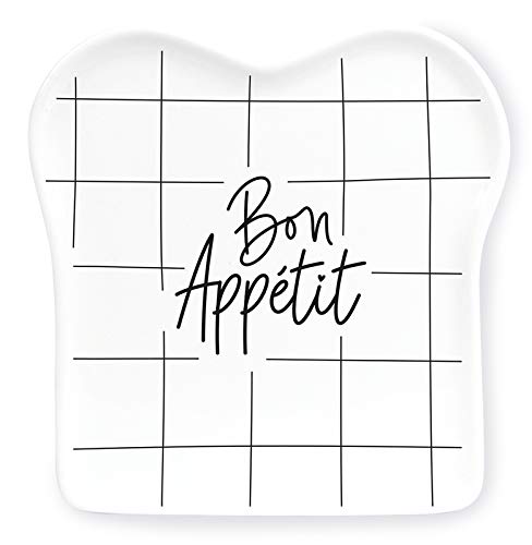 Grafik-Werkstatt Toast-Teller mit Spruch | Porzellan | Bon Appetit, 14,5 x 15,5 cm von Grafik-Werkstatt