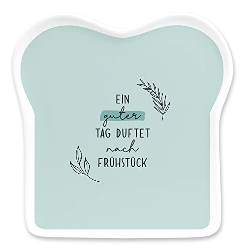 Grafik-Werkstatt Toast-Teller mit Spruch | Porzellan | Ein guter Tag, 14,5 x 15,5 cm von Grafik-Werkstatt