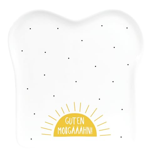 Grafik-Werkstatt Toast-Teller mit Spruch | Porzellan | Guten Morgääähn, 15.5 x 14.5 centimeters, Gelb,weiß von Grafik-Werkstatt