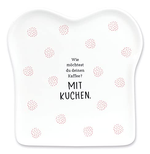 Grafik-Werkstatt Toast-Teller mit Spruch | Porzellan Kaffee Kuchen, 61768, 14,5 x 15,5 cm, Weiß von Grafik-Werkstatt