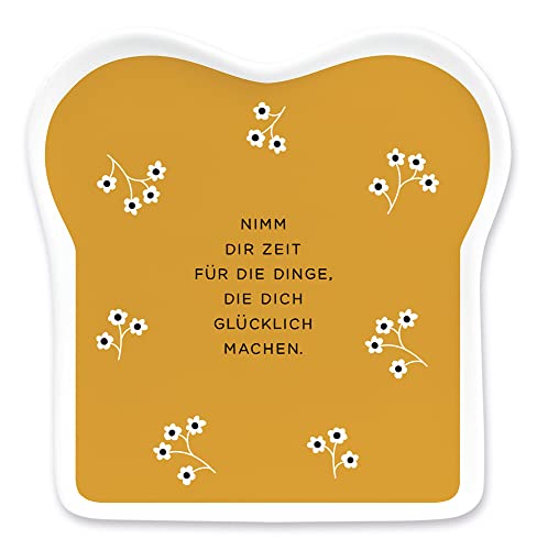 Grafik-Werkstatt Toast-Teller mit Spruch | Porzellan | Nimm dir Zeit, 61767, 14,5 x 15,5 cm, Weiß von Grafik-Werkstatt