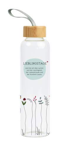 Grafik-Werkstatt Trinkflasche aus Glas mit lustigem Spruch | mit Griffschlaufe | 550 ml | Lieblingstage von Grafik-Werkstatt