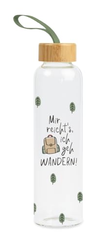 Grafik-Werkstatt Trinkflasche aus Glas mit lustigem Spruch | mit Griffschlaufe | 550 ml | Wandern, Bunt von Grafik-Werkstatt