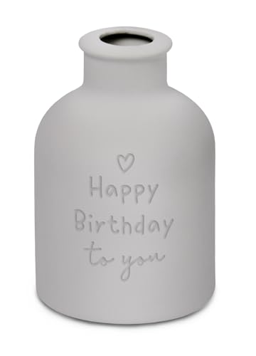 Grafik Werkstatt | Vase Happy Birthday, Grau, klein von Grafik-Werkstatt