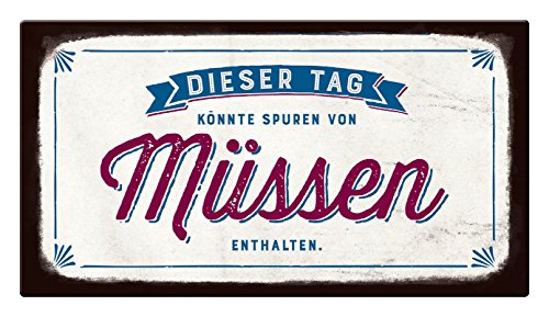 Grafik Werkstatt VintageArt Dieser Tag könnte Spuren von Müssen enthalten Cardboard, Pappe, uni, 22 x 12 cm von Grafik-Werkstatt