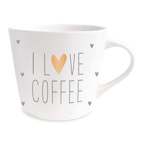 Grafik-Werkstatt Werkstatt Kaffee-Tasse mit 100% Echtgold | Porzellan Tasse | 420 ml | I love coffee, 61565, Weiß von Grafik-Werkstatt