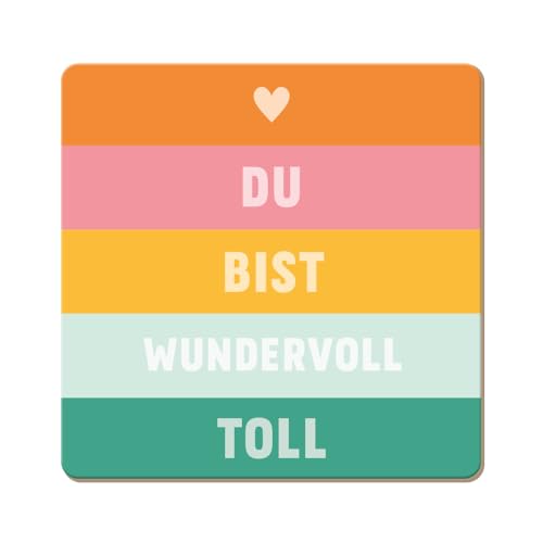 Grafik Werkstatt lustiger Untersetzer aus Kork | Du bist wundervoll toll, Bunt von Grafik-Werkstatt