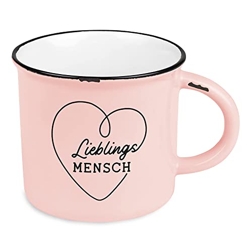 Grafik-Werkstatt vintage| Keramik Becher zum verschenken | 400 ml | Lieblingsmensch, 61755, Rosa von Grafik-Werkstatt