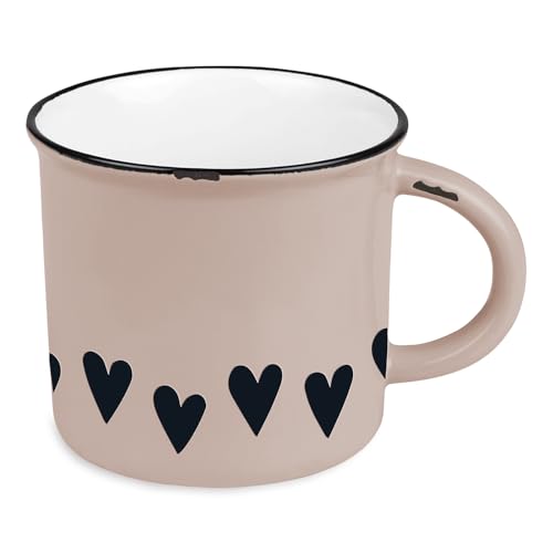 Grafik-Werkstatt vintage| Keramik Becher zum verschenken | Herzen, Beige von Grafik-Werkstatt