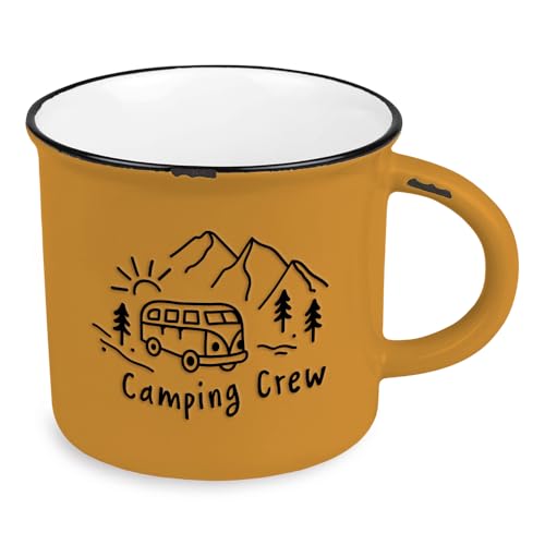 Grafik-Werkstatt vintage| Keramik Becher zum verschenken | alpin | 400 ml | Camping Crew von Grafik-Werkstatt