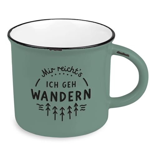 Kaffeetasse vintage| Keramik Becher zum verschenken | 400 ml | alpin | Mir reicht´s ich geh wandern, Rosa von Grafik-Werkstatt